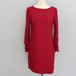 Elie Tahari Red Statement Sleeve Covered Chain link Neckline Size 6